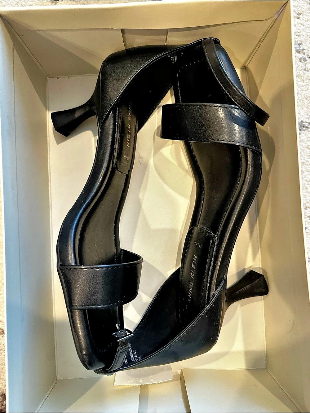 NEW Anne Klein Jade Sandal Black Ankle Strap Heels US 8